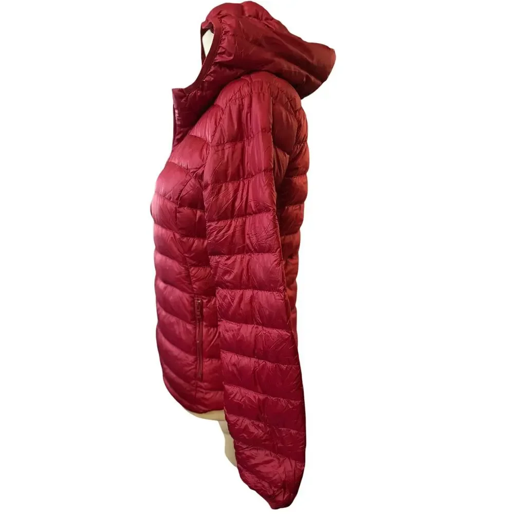 Aritzia TNA Botanie Packable Puffer Goose Down Hooded Jacket, Red, Size Small - Picture 8 of 8